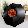Music Record Design Automatic Umbrella with Self-Opening/Closing & Folding Mechanism - Vintage Vinyl Record Style, 8-Rib Sturd