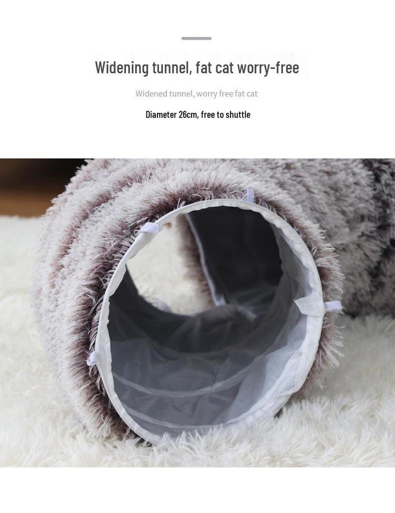 Plush Foldable Cat Tunnel & Cozy Pet Bed Combo