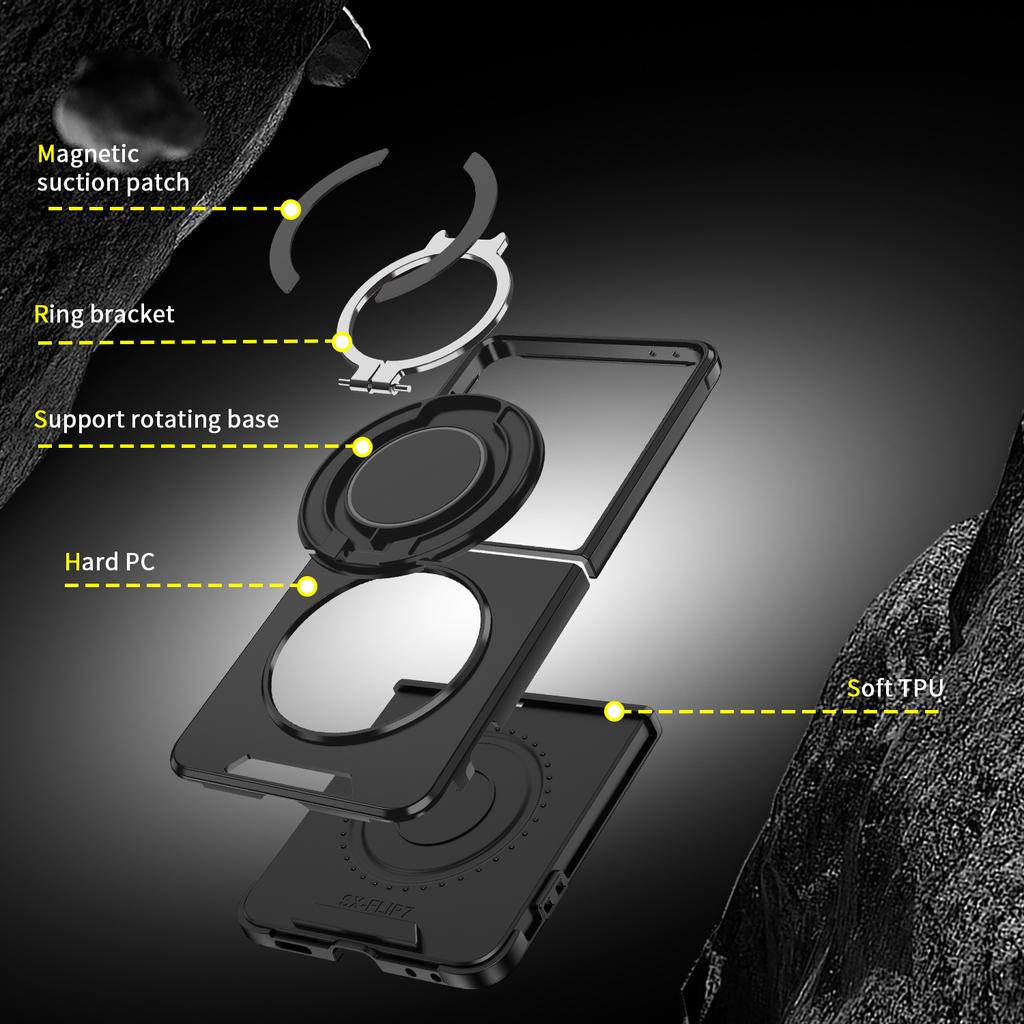 360° Rotatable Kickstand Magnetic Strong Armor Cover Case for Samsung Galaxy Z Flip7 5G Flip 7 Flip6 Flip6 Zflip7