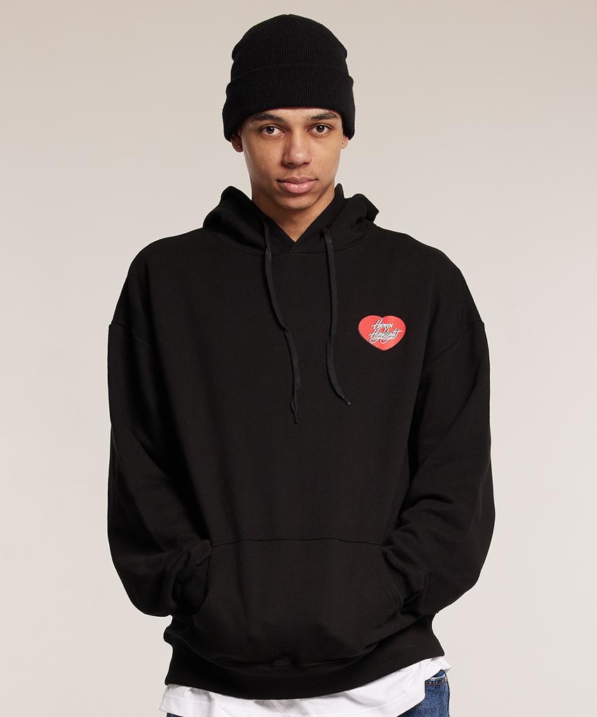 Human Highlight Small Heart Hoodie Black Red