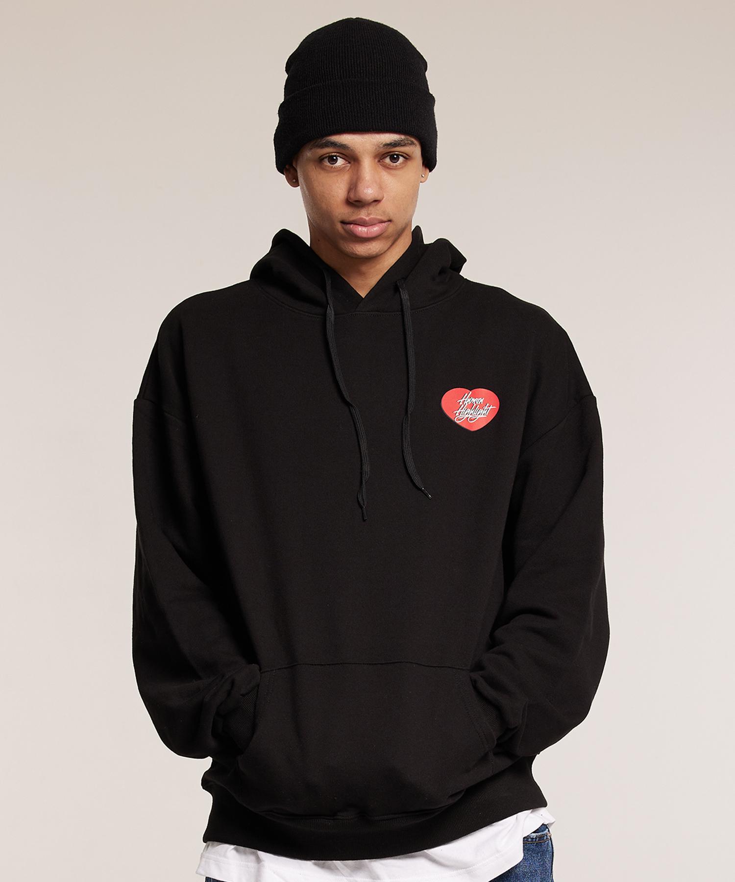 Cream Soda Lab Human Highlight Small Heart Hoodie Black Red L