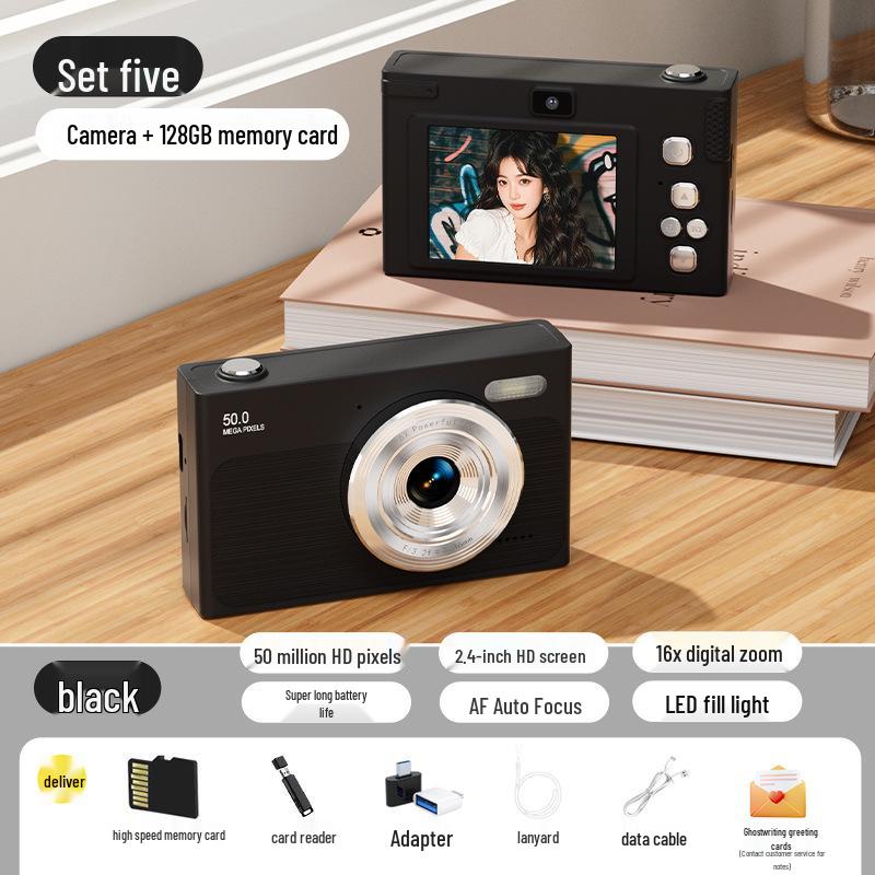 HD Dual-Camera Retro Digital Student Camera for Selfies and Travel