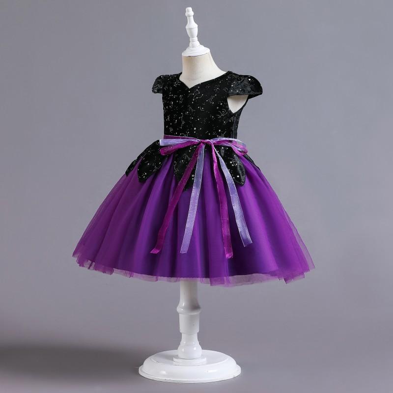 Halloween Costume Girls Witch Cosplay Dress Princess Gown With Hat Toddler Kids Party Outfit
