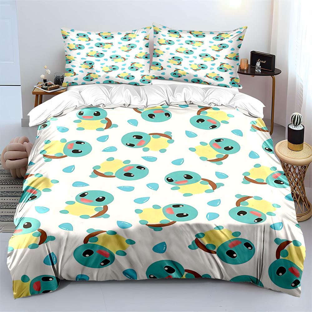 Anime Pokemon Squirtle Tištěný Měkký Povlak na Přikrývku Povlak na Polštář Ložní Souprava Děti Dospělí Pohodlná Postelová Souprava Jednolůžko King Ložní Souprava