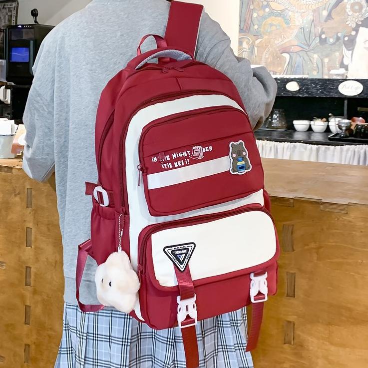 New schoolbag for men and women, junior high school students, high value, casual and dirt-resistant students, large-capacity backpack for women