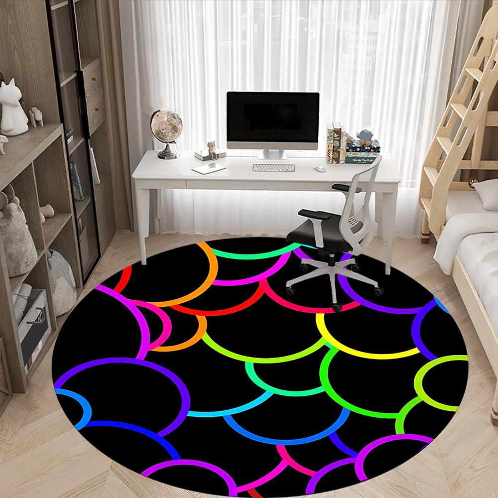 1pc Circle Pattern Carpet, Round Non Slip Durable Large Size Office Carpet, Suitable for Office