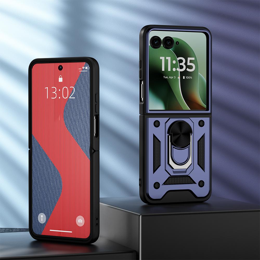 KEYSION Stoßfeste Panzerhülle für Motorola Razr 60 Ultra 5G Metallring-Ständer Handy-Rückseite für MOTO Razr Ultra 2025 Razr+2025