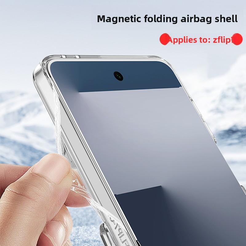 For Samsung Galaxy Z Flip 7 Case Soft Airbag Transparent Middle Hinge Magnetic Magsafe Protective Back Cover For Z Flip 7 Shell