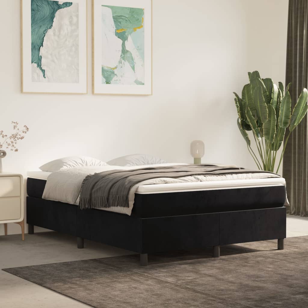 Vidaxl Letto Continentale Con Materasso, Nero, Velluto, 140X190 Cm