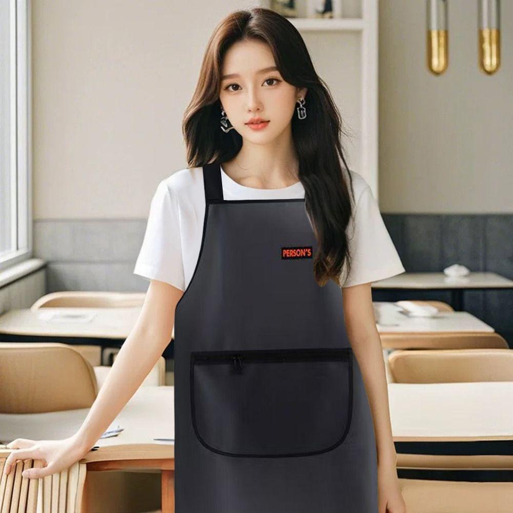 PU Kitchen Apron Waterproof Cleaning Aprons Thickened Work Apron  Unisex