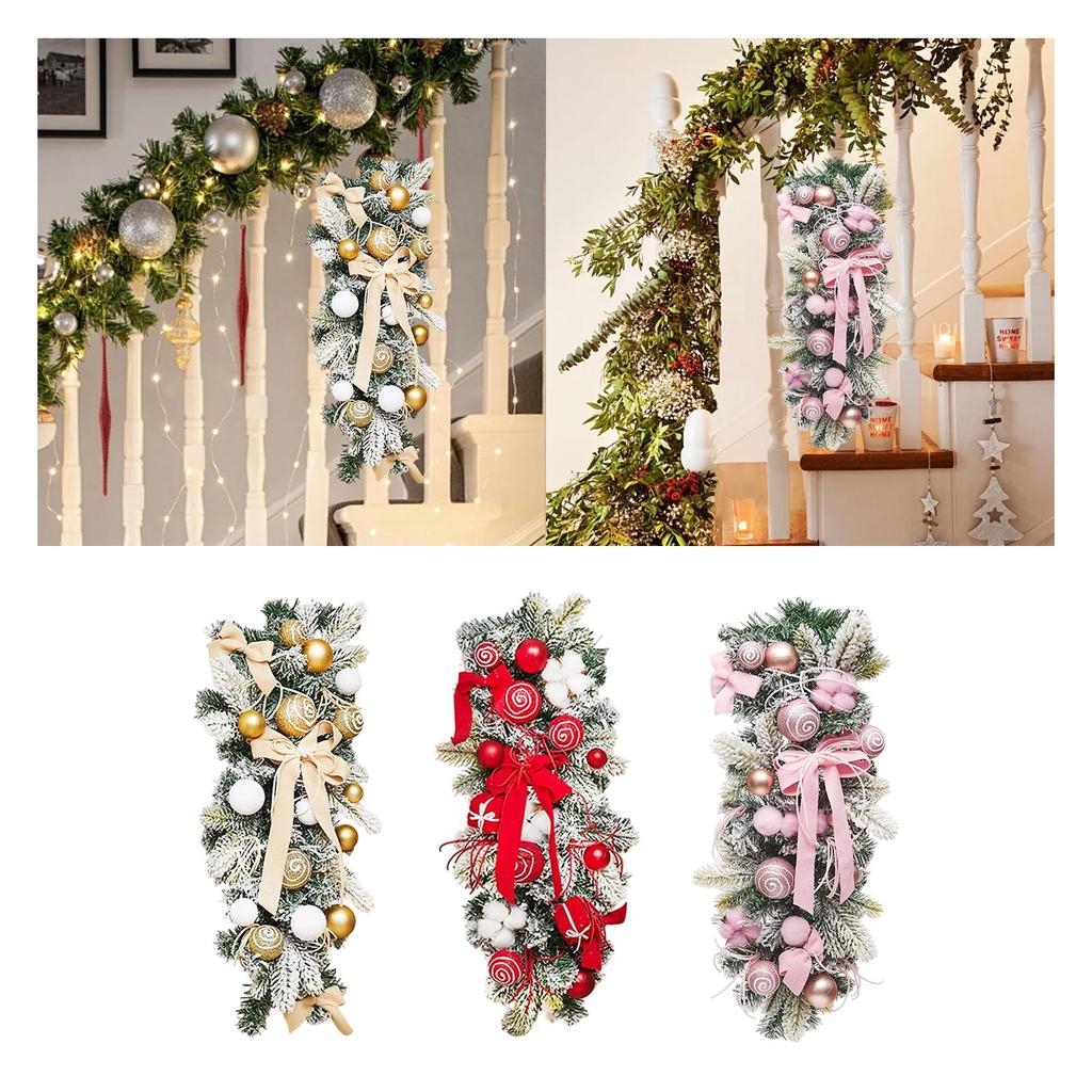 Christmas Decoration 2025 Artificial Wreath Prelit Garland Hanging Ornament for Stairs Door Outdoor Indoor Home Decor