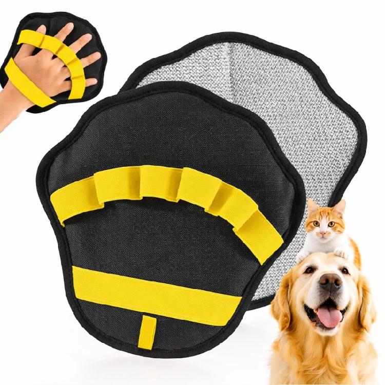 

Interactively Pet Grooming Glove Comfortable Massage And Efficient Hair Removal Tool For Dog Cats жёлтый