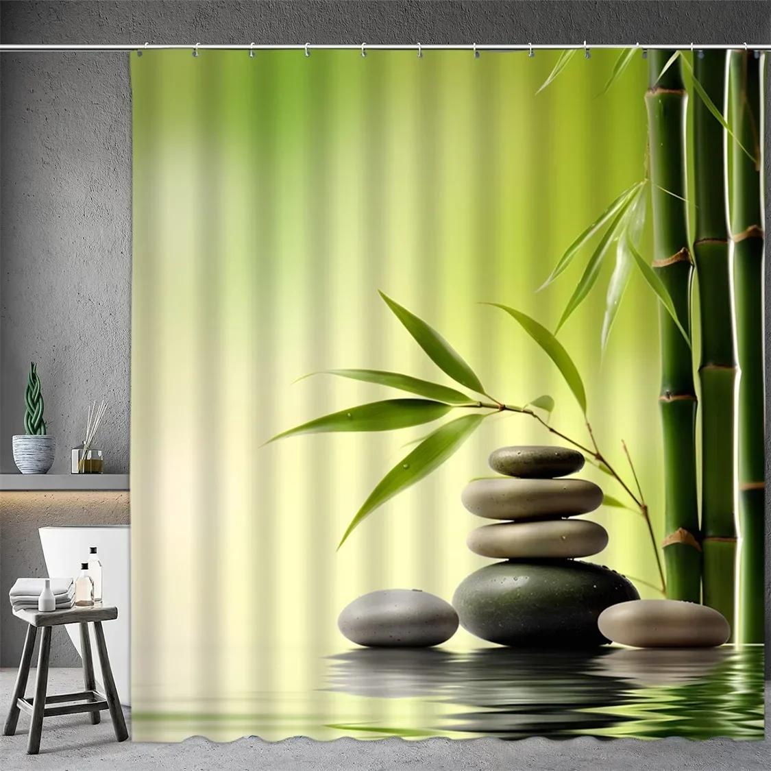 

Black Stone Tower Zen Shower Curtain, Spa Decor Lotus Purple Orchid Flower And Bamboo, Cloth Fabric Bathroom Decor Accessory Set W60H190(CM)-1 Pcs
