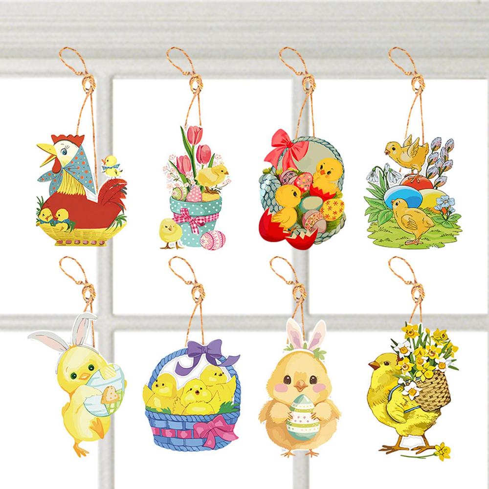 Easter Tree Tag 8pcs Festive Happy Easter Party Decoration Tag Easter Bunny Ornaments For Tree With String Easter Decoration For