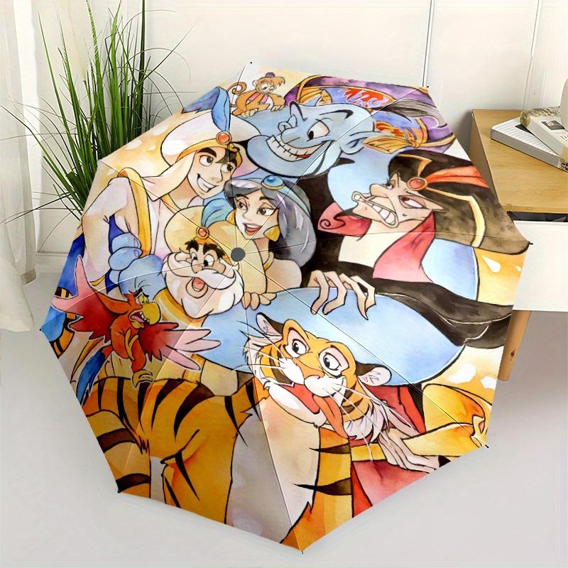 

Aladdin Characters Automatic 3-Fold Umbrella Design, Cute Cartoon Pattern, Portable Outdoor Umbrella, Perfect, Holiday Gift for Disney fans.