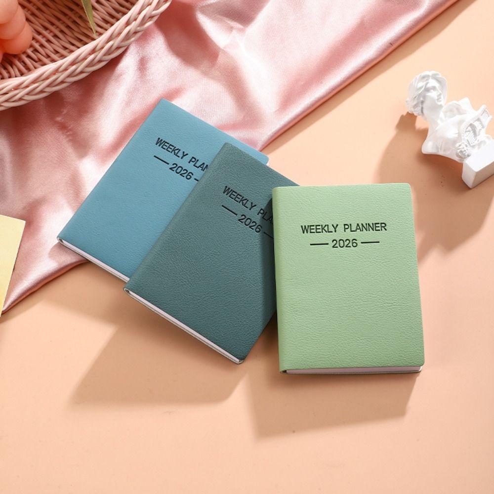 High Quality A7 2026 Agenda Book To Do List with Calendar Daily Weekly Planner Morandi Color Pocket Diary Book School Office