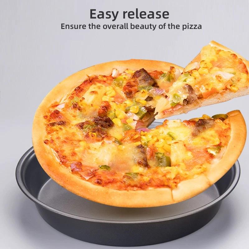 6/7/8/9/10 Inch Round Pizza Mould Plate Pizza Pan Deep Dish Tray Carbon Steel Non-stick Mold Baking Oven Tool Baking Mould Tray