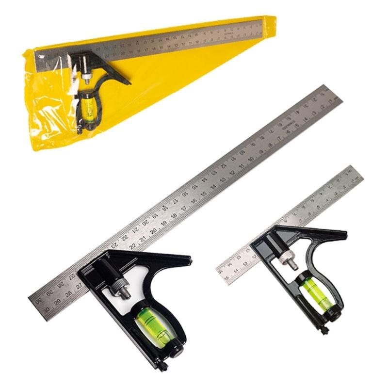Professional Adjustable Angled Combination Square Ruler for Precise Woodworking Measurements Carpentry Measuring Tool