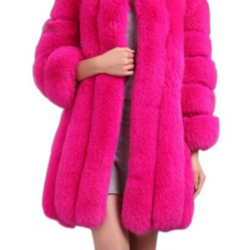 Women s Faux Fox Fur Patchwork Coat - Warm Autumn/Winter Overcoat Extra Large (XL)