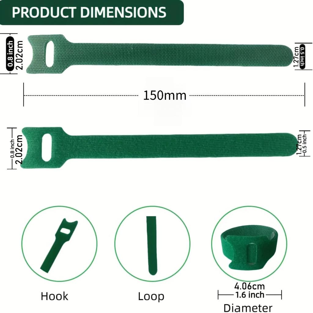 50/100pcs Reusable Adjustable Non-Slip Nylon Plant Ties with Hook and Loop Fasteners, Ideal for Gardening Applications