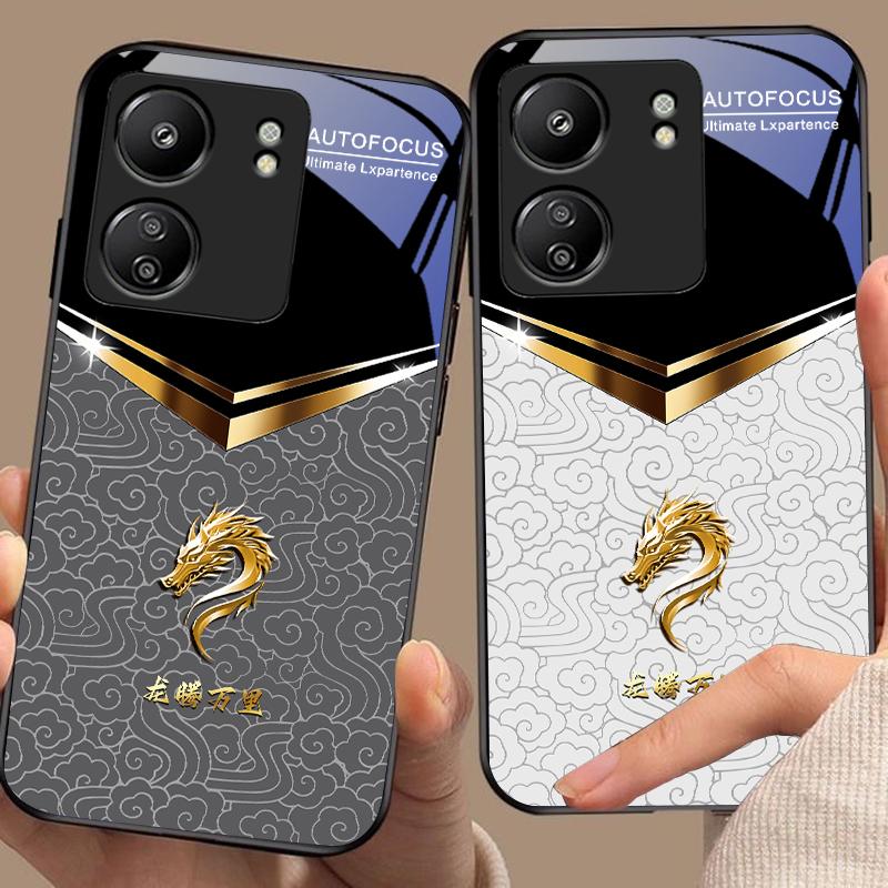 Kształt litery V Kran Do Xiaomi Redmi 13C Note13 12 Pro Plus 5G Note 9 13T Pro POCO X6 F5 F6 Czarne Hartowane Szkło Etui na Telefon