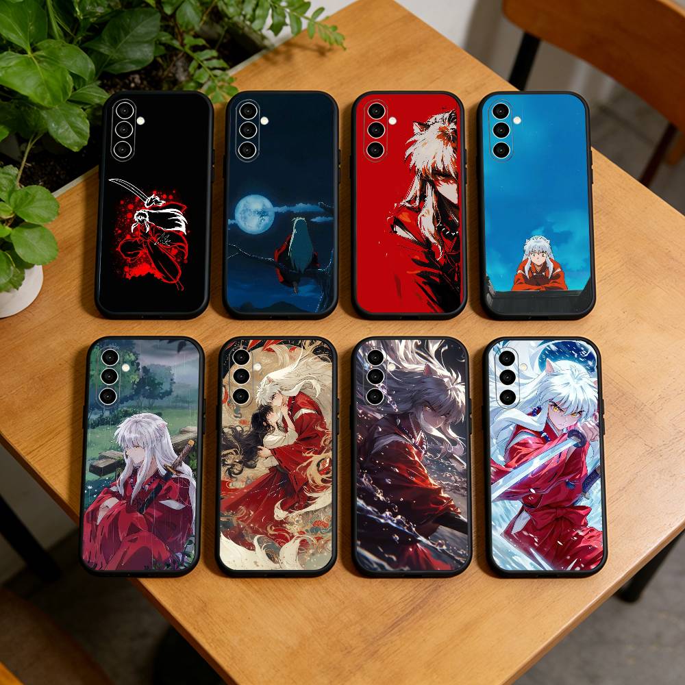 Inuyasha Silhouette Red Katana Anime Phone Case Black Silicone Soft For Samsung Galaxy A73,A72,A71,A70,A53,A52,A51
