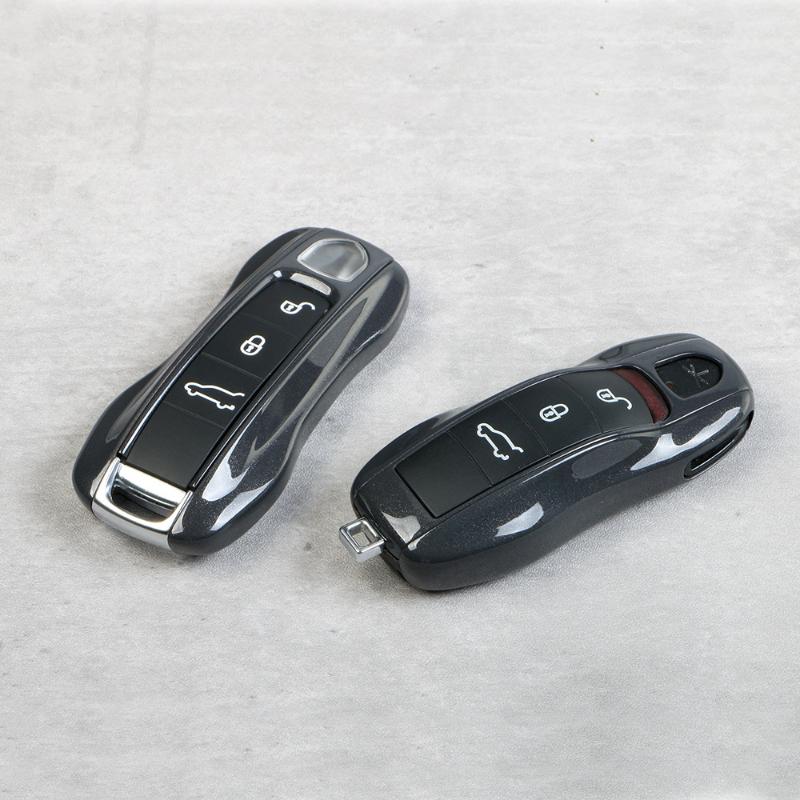 Agate Grey for Porsche Panamera Spyder Carrera Macan Boxster Cayman Cayenne 911 970 981 991 Key Case Cover Keychain Accessories
