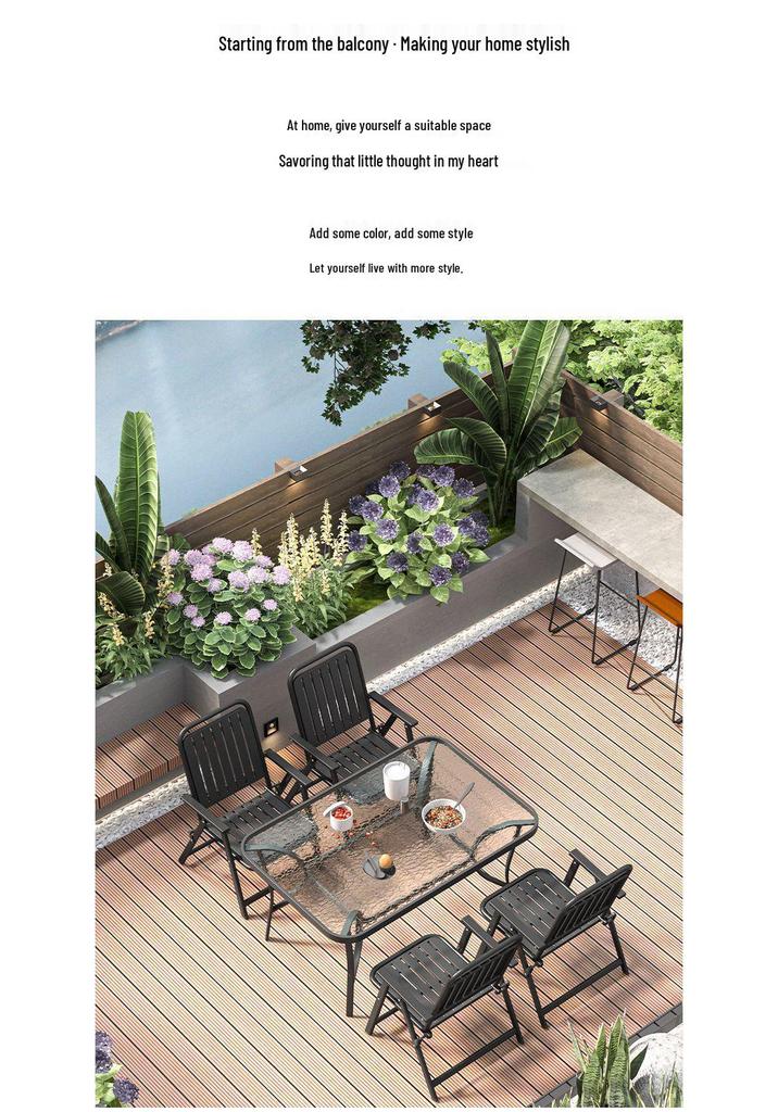 Waterproof Outdoor Folding Chair & Picnic Table Set with Backrest for Beach, Balcony, and Camping