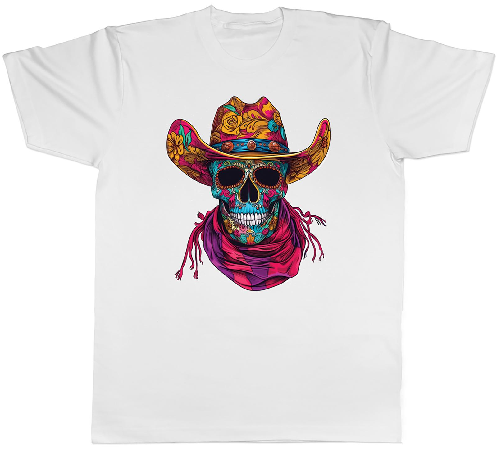 Mexican Sugar Skull Unisexs TShirt Cowboy Hat with Scarf Tee Gift S
