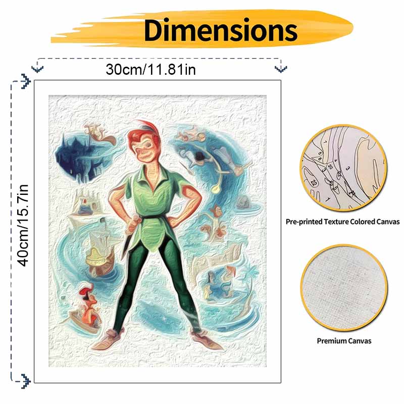 Disney Peter Pan DIY Oil Painting Art Painting Kit Home Wall Decor Handmade Gift  Classic Fairytale Adventure Poster Wall Art decor