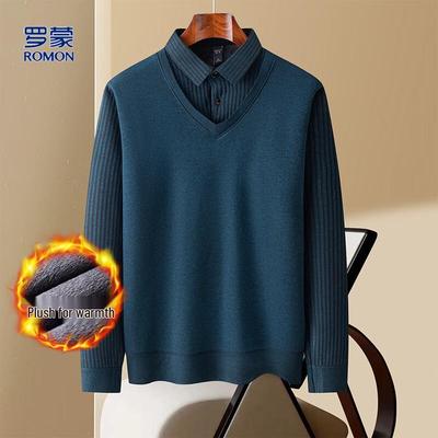 Men's Faux Two-Piece Knit Sweater