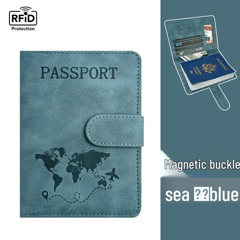 PU Leather Multi-Card Passport Holder with Embossed Design