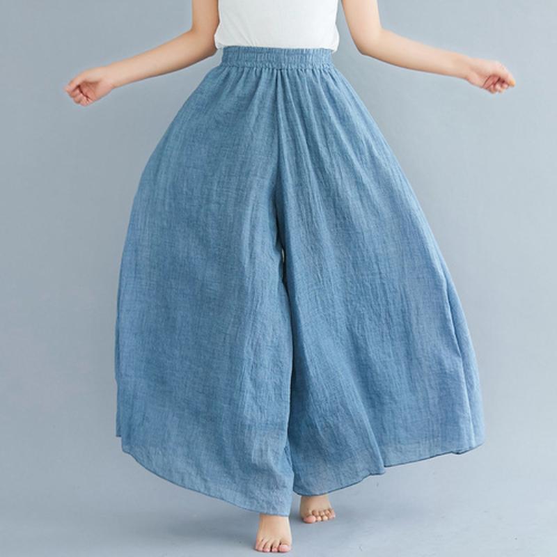 

Ankle-length Cotton and Linen Pant Casual Loose Elastic Waist Multiple Color Wide Leg Pants Clothes National Style Women Pants 85cm білий
