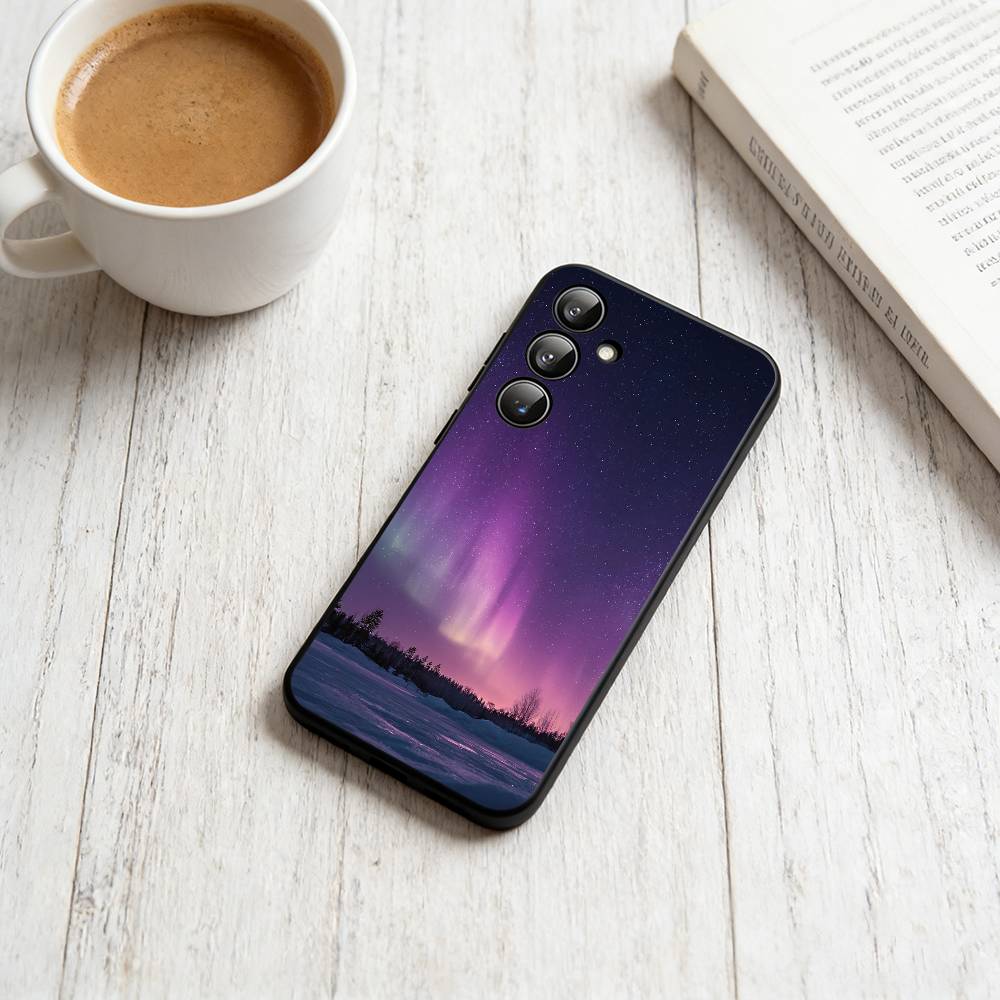 Northern Lights  Phone Case Black Silicone Soft For Samsung Galaxy A73,A72,A71,A70,A53,A52,A51