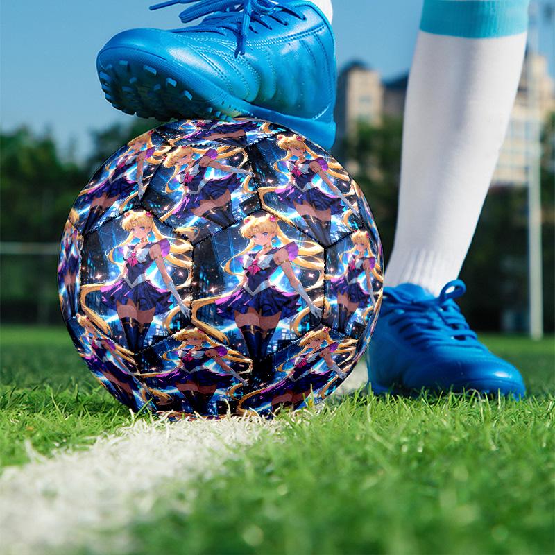 Sailor Moon Print Size 5 Soccer Ball, PU Wear Resistant Football for Match Training and Daily Practice, Birthday Gift for Soccer Fans