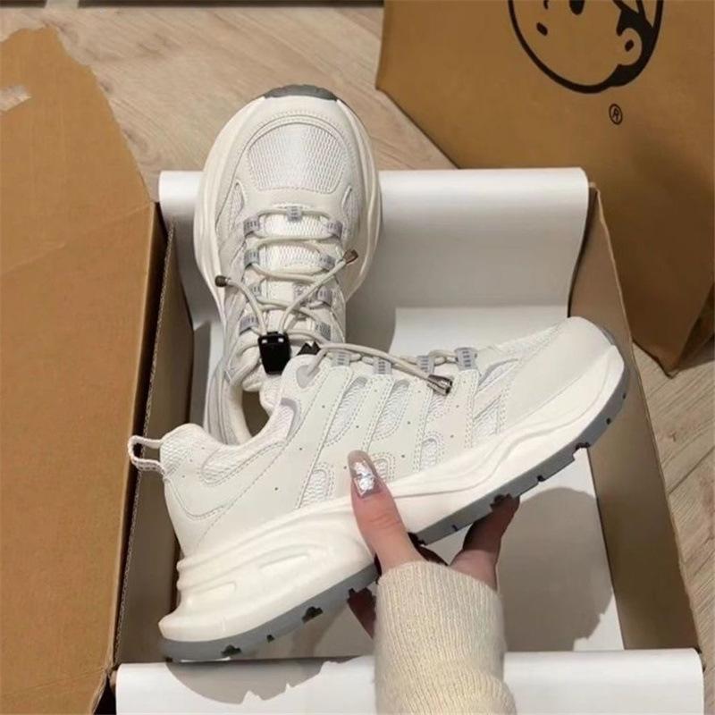 Thick-soled repeat fishbone dad shoes spring new running shoes heightening hiking shoes casual sports shoes 35【inner length 22.5cm】