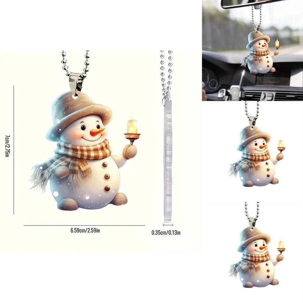 Christmas Cute Handheld Candle Snowman Pattern Acrylic Pendant For Holiday Decor And Gift Idea