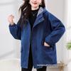Veste en jean à capuche doublée de peluche pour femme, longueur moyenne, grande taille, décontractée, Collection Automne/Hiver 2025