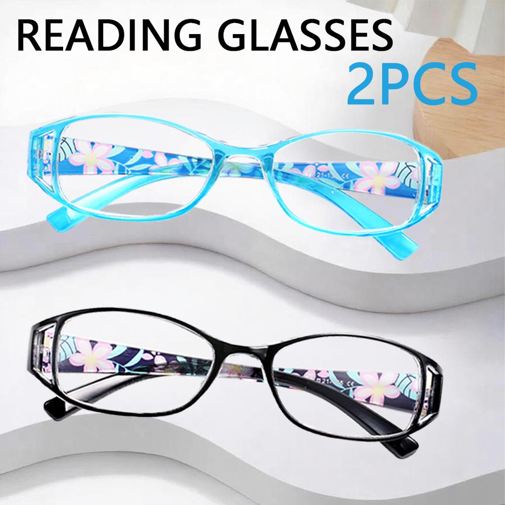 2pcs Men And Women's Anti-Blue Light Reading Glasses Reading Glasses Floral Pattern Reading Glasses Hollow Out Temple +1.0~+4.
