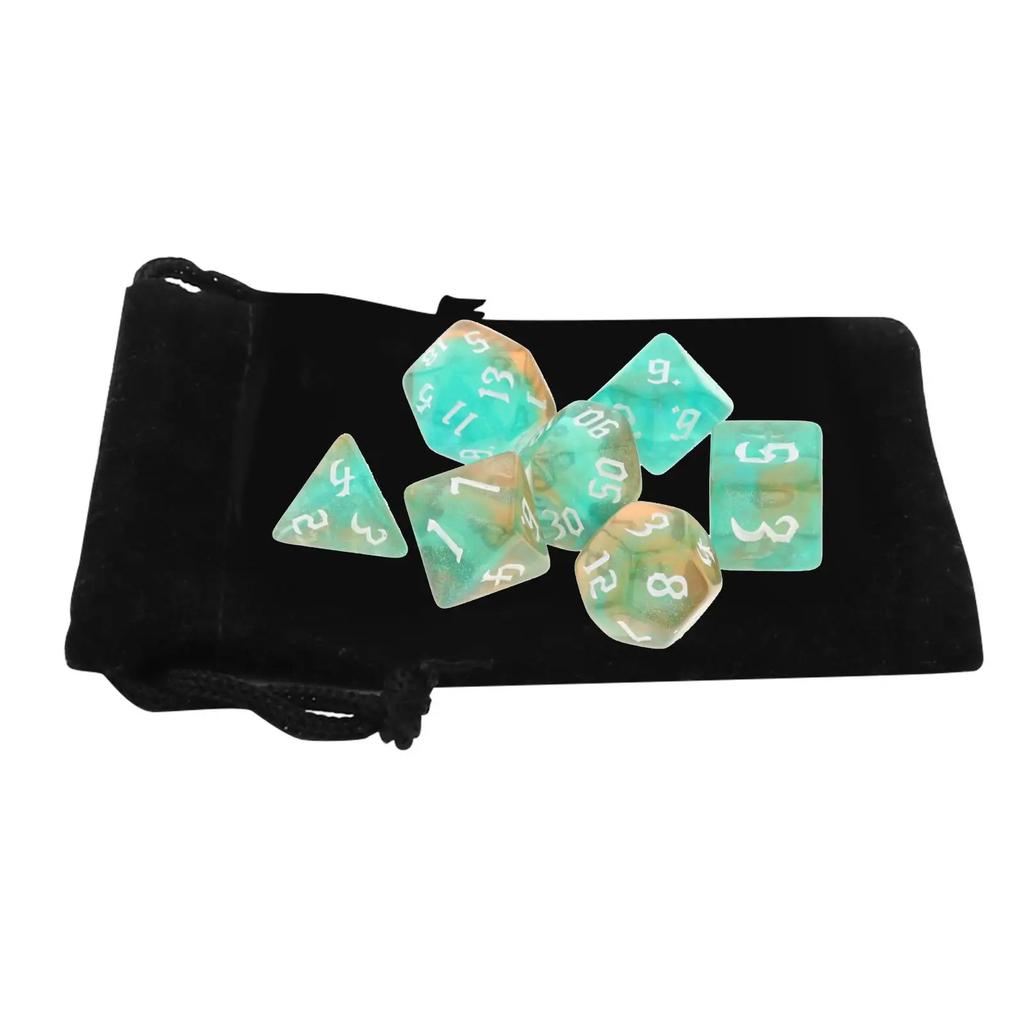 Acrylic Polyhedral Dices Set, D8 D10 D12 D20 Bar Toys with Pouch for DND RPG Role Playing Board Game Math Teaching