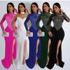 Mesh See-Through Dress Nightclub Style Dress European and American Cross-Border Dress Evening Party Dress Gown