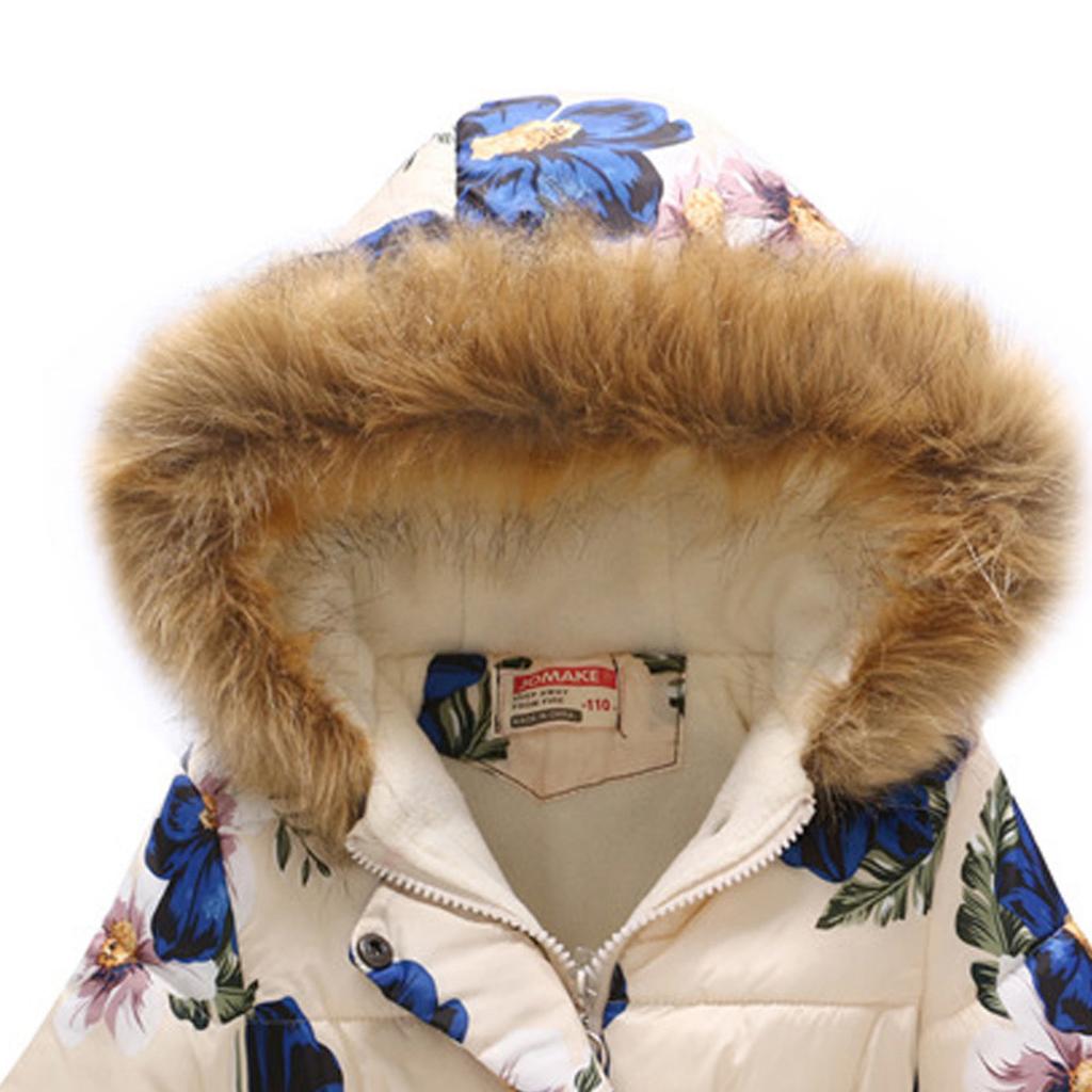 Dětská vycpaná bunda Chlapci a dívky Módní potisk Kreslený Velký chlapec Dlouhý límec Polstrovaná bunda s kapucí