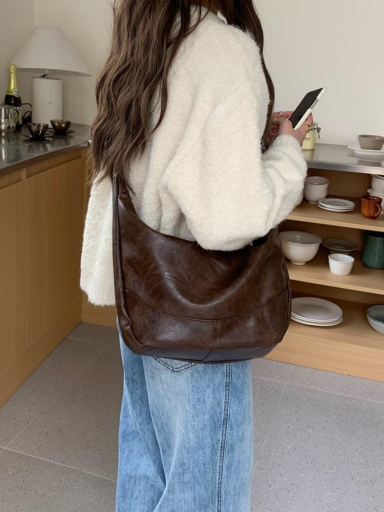 

PU Leather Women s Hobos Shoulder Bags Large Capacity Female Travel Messenger Bag Solid Color College Girls Book Handbags Tote