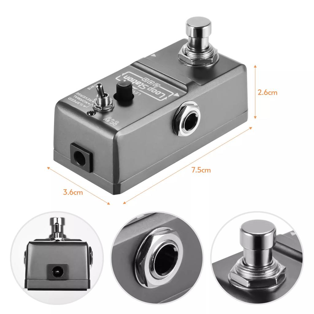Ammoon Loop Station Mini Gitarren Looper Effektpedal 10 Minuten Aufnahmezeit 3 Arbeitsmodi True Bypass Vollmetall