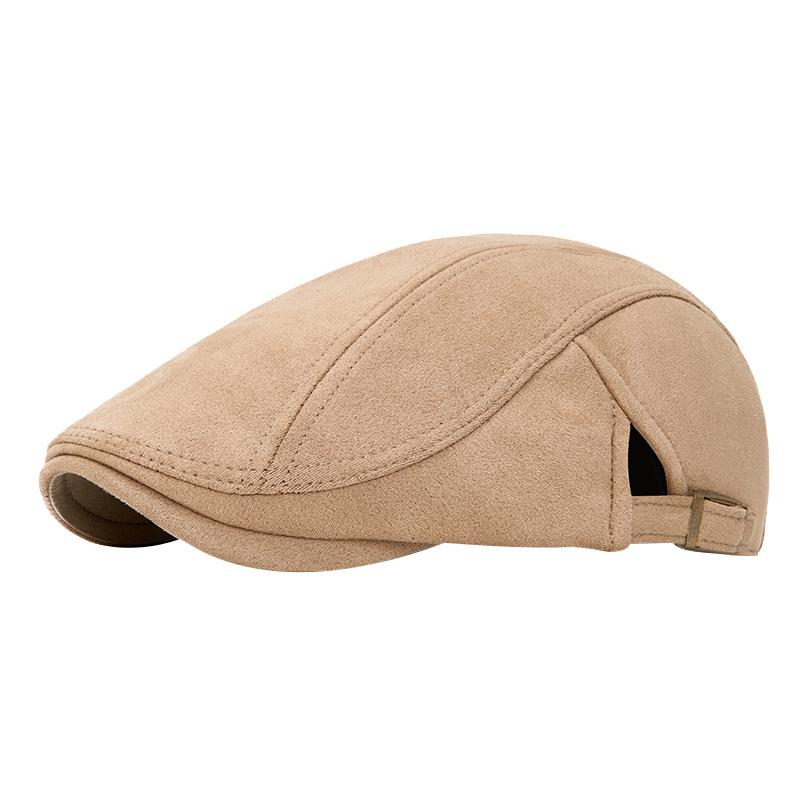 Deerskin Velvet Solid Color Beret, Autumn and Winter Men's and Women's Warm Forward Hat, British Vintage Newsboy Hat, Casual Baseball Cap