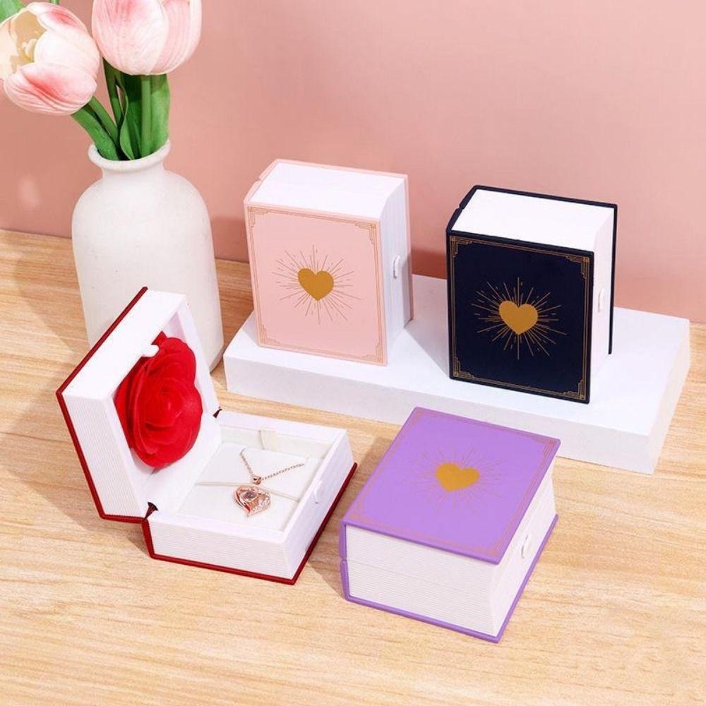 Romantic Book Shape Ring Box Jewelry Packaging Ring Gift Box Creative Gifts Package Box  Earrings