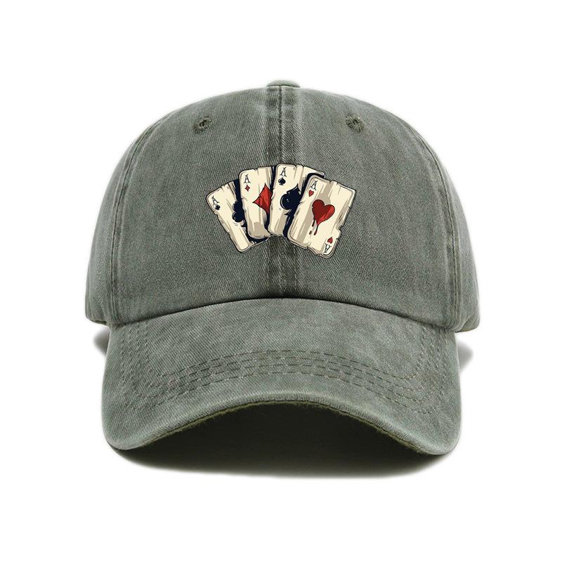 A Unisex Baseball Cap with AAAA Playing Card Print, Soft Top, Vintage Style for Men and Women, Adjustable Fit, Suitable for Outd