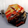 1pc Lighthouse Sunset Automatic Folding Umbrella, Heavy Duty 8 Rib Iron Frame,  Suitable for Travel, Daily Use, Birthday, Decor Gift M0105113