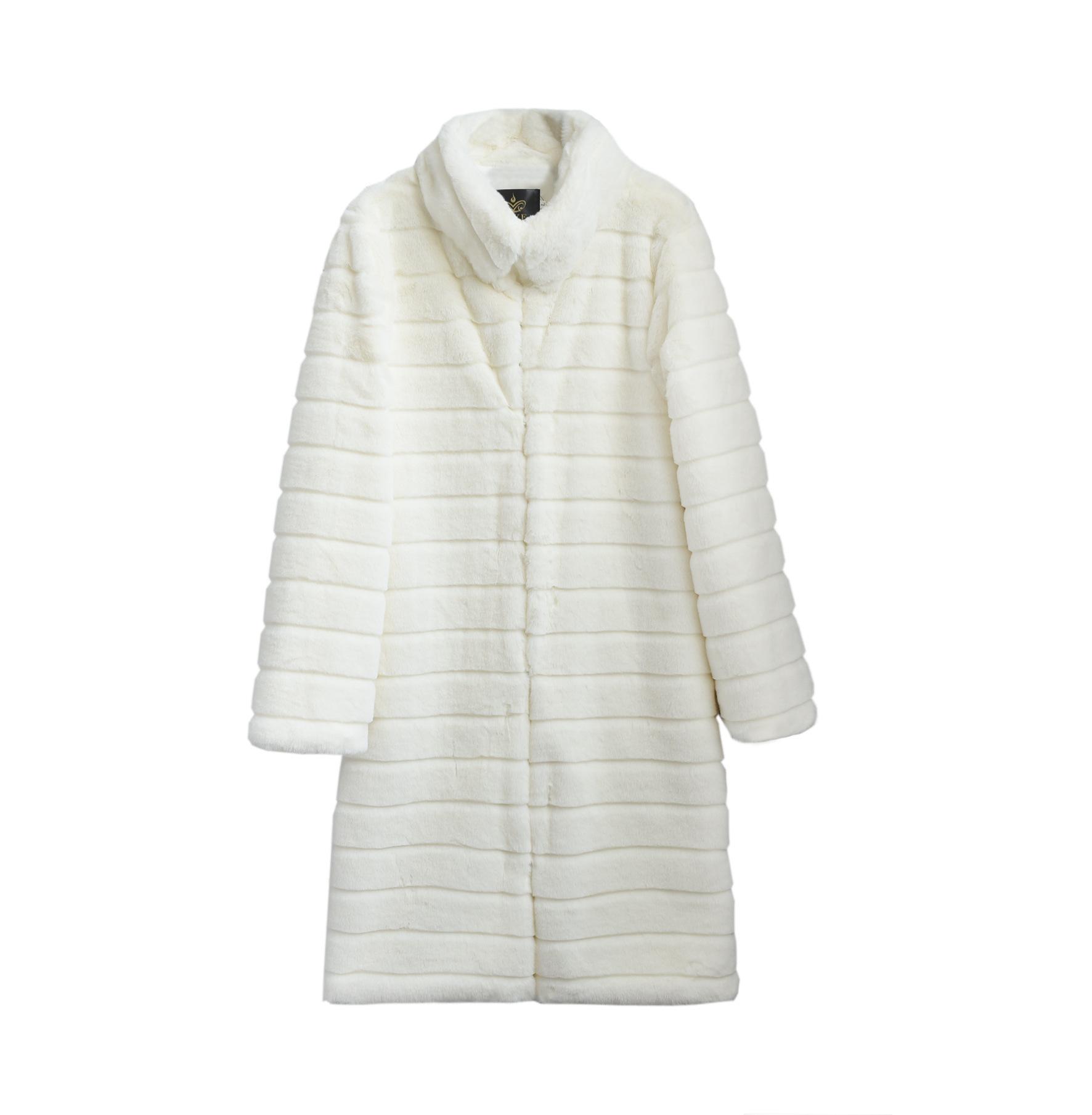 

мех осень и зима длинный воротник-стойка, норковая женская шуба искусственный мех средней длины S белый