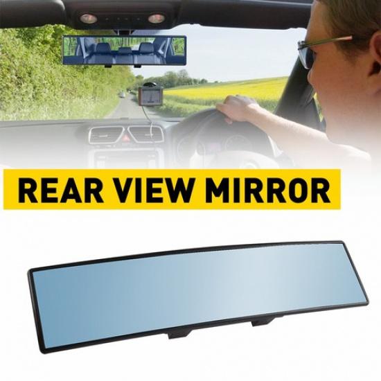 NEW 300MM Wide Convex Interior Clip On Rear View Blue Mirror Universal